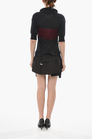 MM1 Wool-Blend Polo Dress with Double-Fabric Skirt