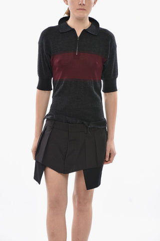 MM1 Wool-Blend Polo Dress with Double-Fabric Skirt