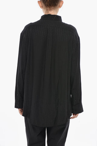 Silk Blouse With Monogram Jacquard Motif