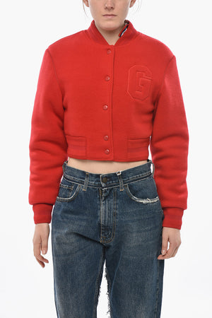 Bomber in Panno di Lana con Monogram in Rilievo