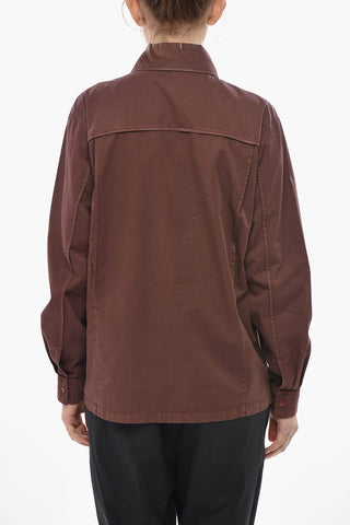 Camicia in Popeline di Cotone con Bottoni Automatici