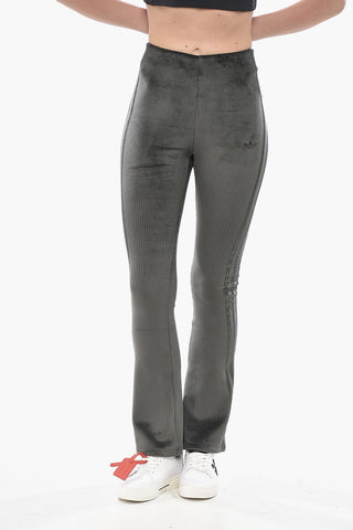 Ribbed Velour Boot-Cut Pants