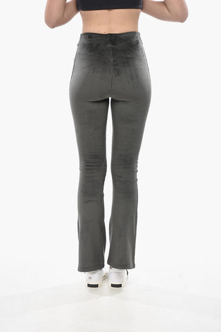 Ribbed Velour Boot-Cut Pants