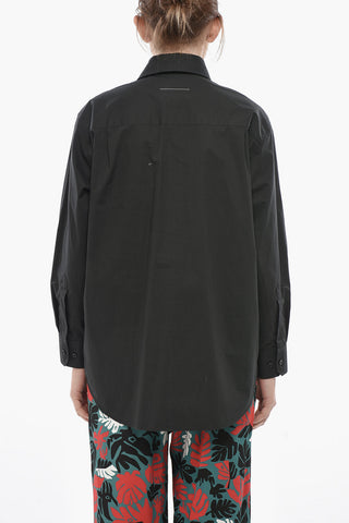 MM6 Popeline-Bluse mit Satineinsätzen
