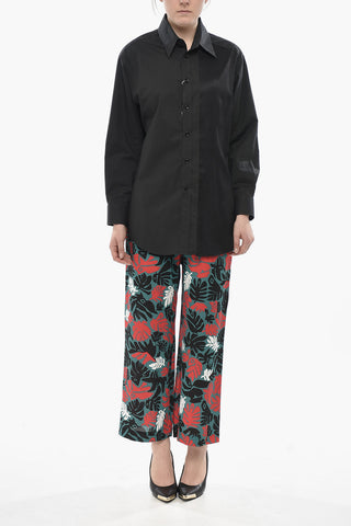 MM6 Popeline-Bluse mit Satineinsätzen