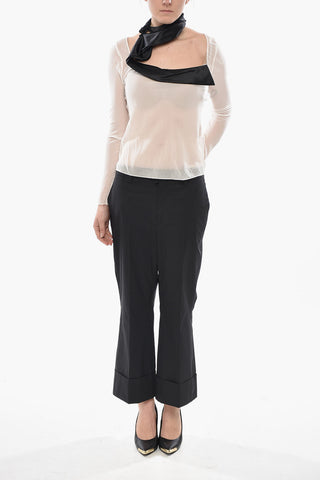Silk Chiffon Blouse With Contrasting Asymmetric Detail