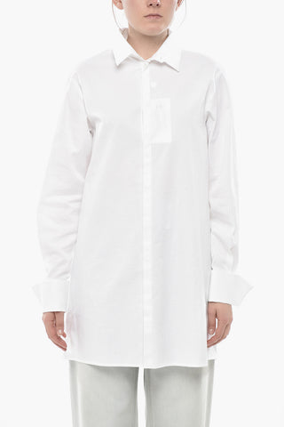 MM6 Popeline-Jacquard-Bluse mit verdeckter Knopfleiste
