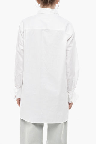 MM6 Popeline-Jacquard-Bluse mit verdeckter Knopfleiste