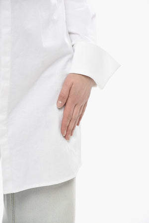 MM6 Popeline-Jacquard-Bluse mit verdeckter Knopfleiste