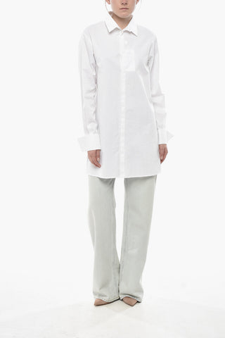 MM6 Popeline-Jacquard-Bluse mit verdeckter Knopfleiste