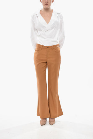 Bootcut-Hose aus Mohairmischung mit Gürtelschlaufen