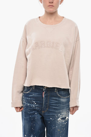 MM1 Cropped Oversized Sweatshirt With Raw Hem
