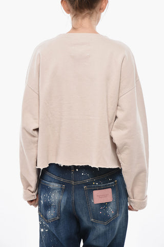 MM1 Cropped Oversized Sweatshirt With Raw Hem