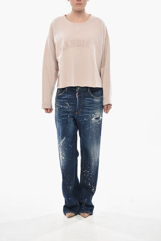 MM1 Cropped Oversized Sweatshirt With Raw Hem