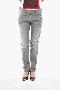 Jeans SLIM in Denim Stretch con Logo in Rilievo 15cm