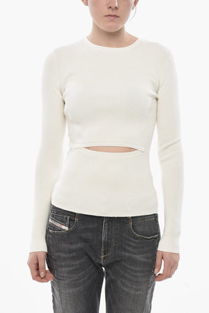 Geripptes Rundhals-Top M-PERIS mit Cut-Out-Detail