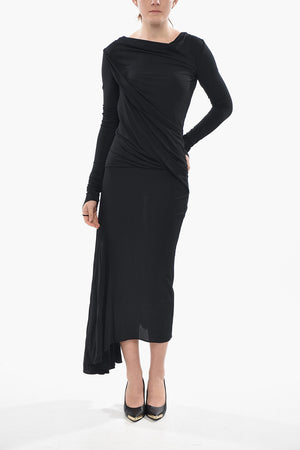 Asymmetrisches Kleid Aus Drapiertem Stoff Mit Offenem Rücken
