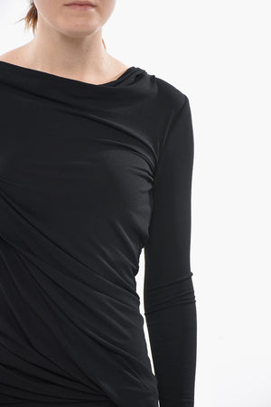 Asymmetrisches Kleid Aus Drapiertem Stoff Mit Offenem Rücken