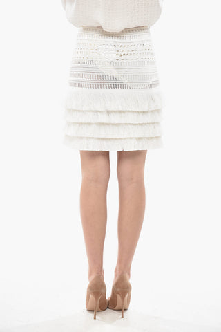 크로셰 원단 미디 스커트 프린지