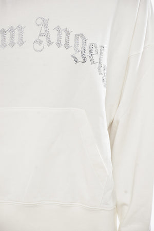 Hooded Sweatshirt CURVED LOGO, Cotton with Crystals