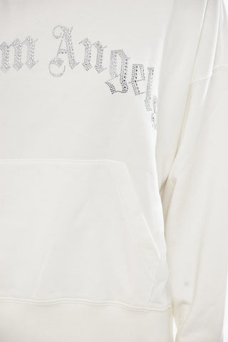 Hooded Sweatshirt CURVED LOGO, Cotton with Crystals