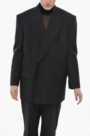 Oversized Double-Breasted Blazer With Padded Shoulders