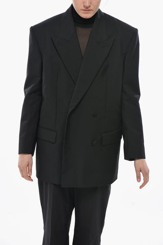 Oversized Double-Breasted Blazer With Padded Shoulders