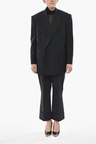 Oversized Double-Breasted Blazer With Padded Shoulders