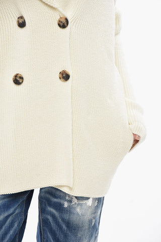 Doppelreihiger Cardigan aus Baumwollmischung mit Streifendetail