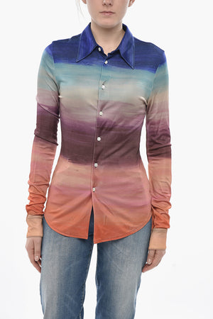 Bluse aus Stretch-Viskose mit Dégradé-Muster