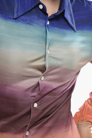 Bluse aus Stretch-Viskose mit Dégradé-Muster