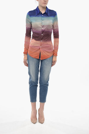 Camicia in Viscosa Stretch con Motivo Degradè