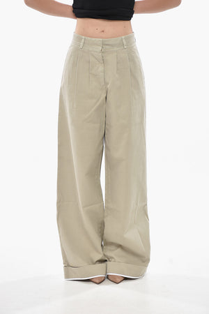 Cotton Pants GD LABEL with Two Pleats and Turn-Up Hem