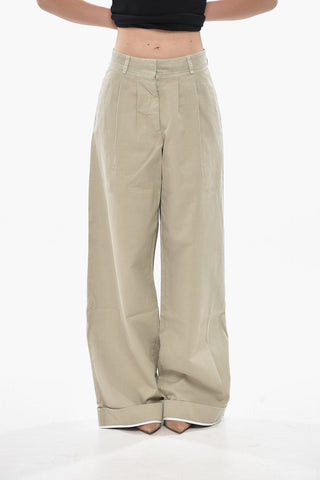 Cotton Pants GD LABEL with Two Pleats and Turn-Up Hem