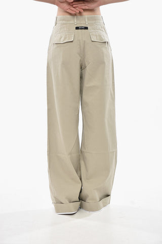 Cotton Pants GD LABEL with Two Pleats and Turn-Up Hem