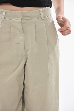Cotton Pants GD LABEL with Two Pleats and Turn-Up Hem