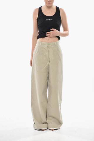 Cotton Pants GD LABEL with Two Pleats and Turn-Up Hem