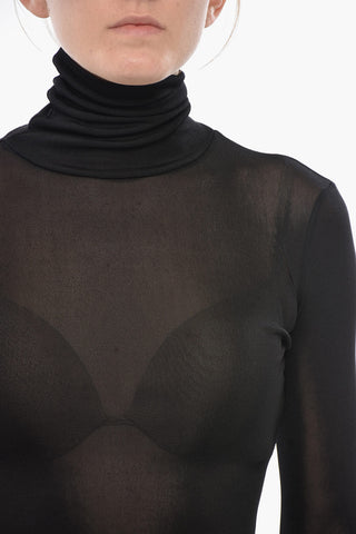 MM1 Stehkragen-Body aus Viskosemix, transparent