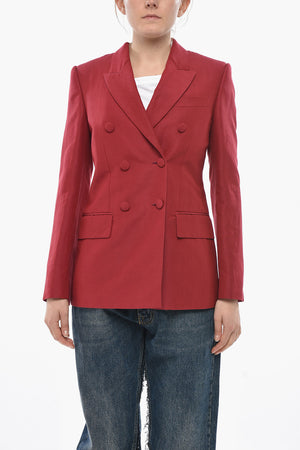 Linen-And-Silk Double-Breasted Blazer