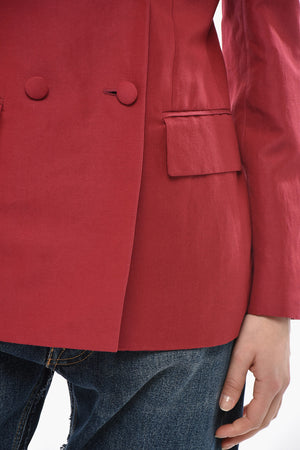 Linen-And-Silk Double-Breasted Blazer
