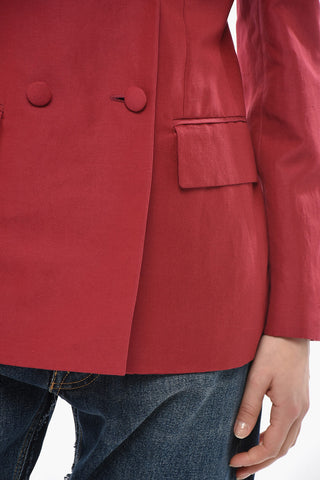 Linen-And-Silk Double-Breasted Blazer