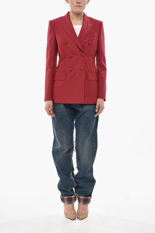 Linen-And-Silk Double-Breasted Blazer