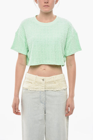 Crop-T-Shirt aus Monogramm-Jacquard-Frottee
