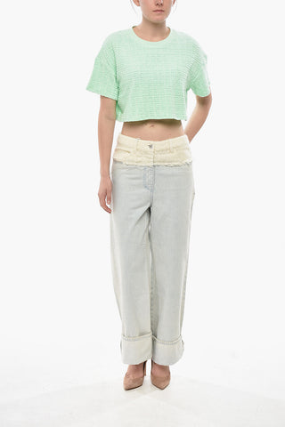 Crop-T-Shirt aus Monogramm-Jacquard-Frottee