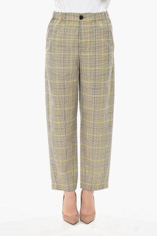 Cropped-Fit-Hose aus Wollmischung mit Karomuster
