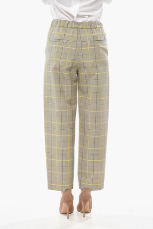 Cropped-Fit-Hose aus Wollmischung mit Karomuster