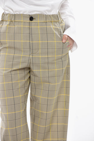 Cropped-Fit-Hose aus Wollmischung mit Karomuster