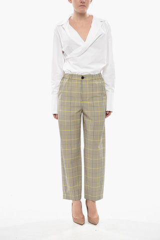 Cropped-Fit-Hose aus Wollmischung mit Karomuster
