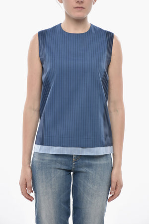 Pinstriped Virgin-Wool Top With Back Zip