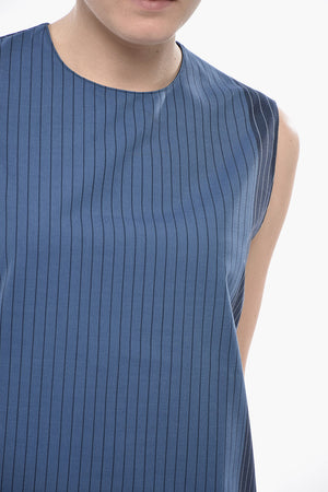 Pinstriped Virgin-Wool Top With Back Zip